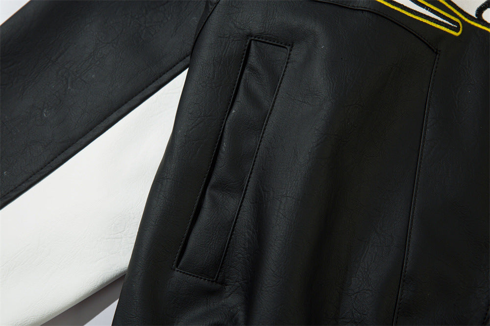 European And American-style Locomotive Racing Suit Leather Coat