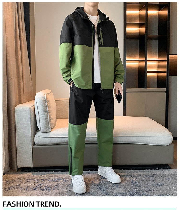Men's Spring And Autumn Hooded Suit With Handsome Casual Sports Suit Jacket