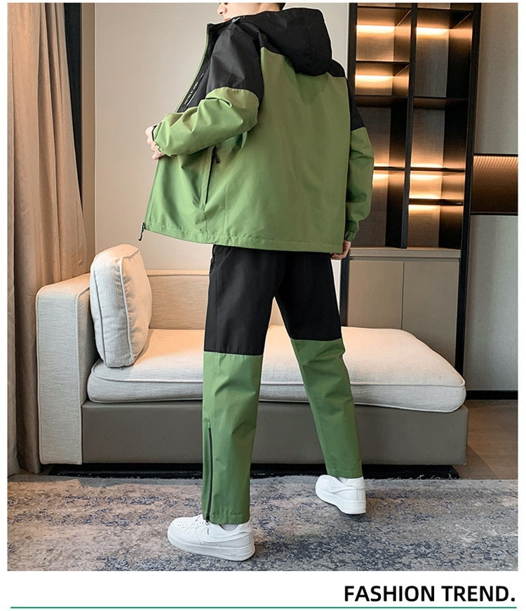 Men's Spring And Autumn Hooded Suit With Handsome Casual Sports Suit Jacket