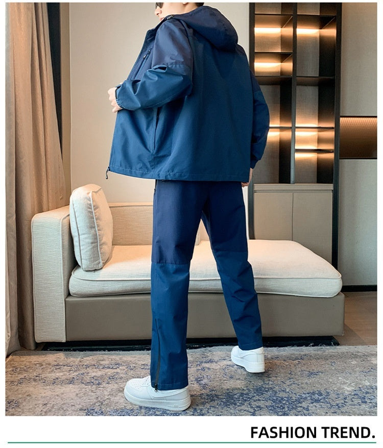 Men's Spring And Autumn Hooded Suit With Handsome Casual Sports Suit Jacket