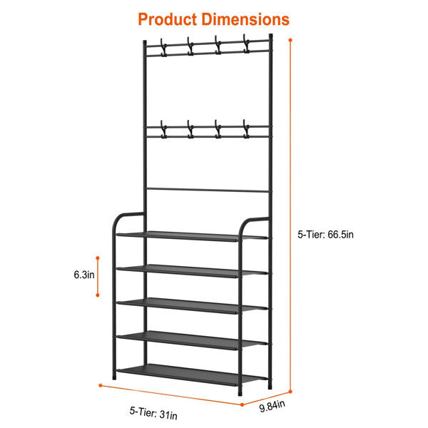 5-tier Shoe Racks, Freestanding Hangers