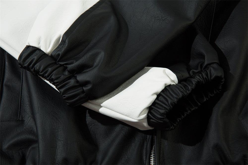 European And American-style Locomotive Racing Suit Leather Coat