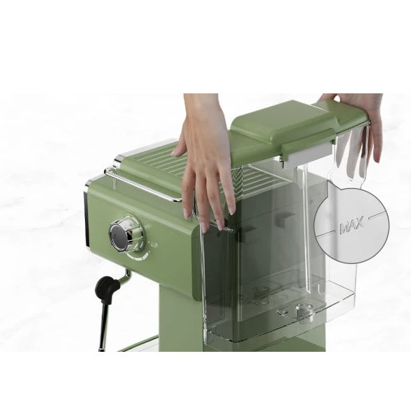 15 Bar Espresso Coffee Machine With Milk Frother Steam Wand, 1350W Professional Coffee Maker, 54 Oz Removable Water Tank Espresso Maker Cappuccino, Latte, Machiato, Green, For Home Barista