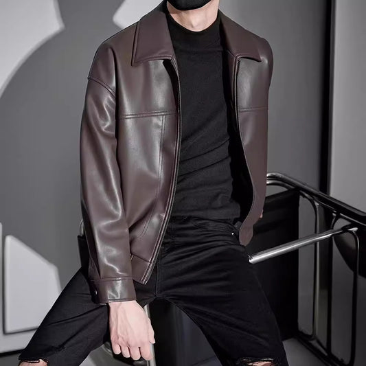 Men's Spring And Autumn New Motorcycle Clothing Leather Coat