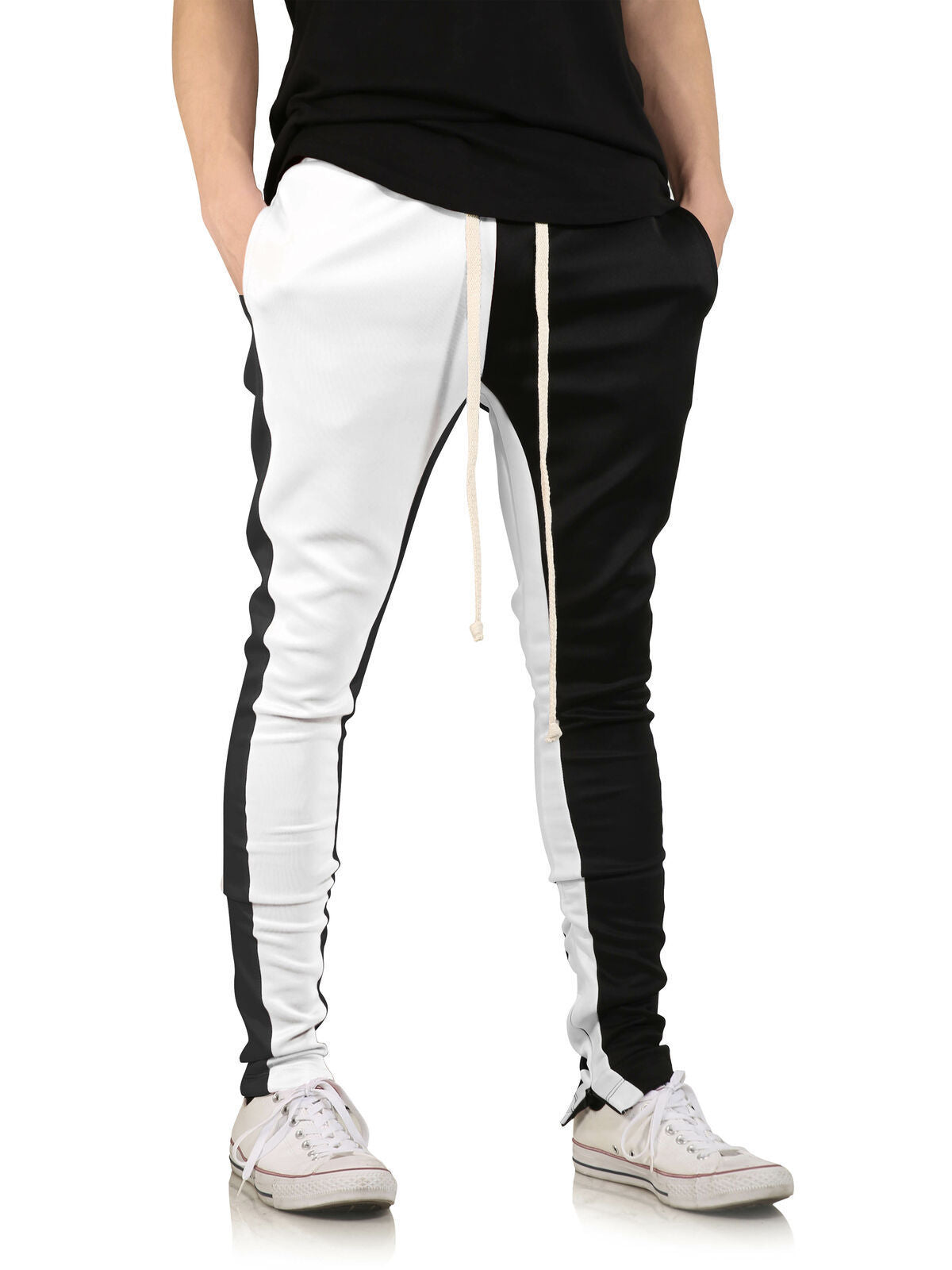 Men's casual sports pants stitching trousers