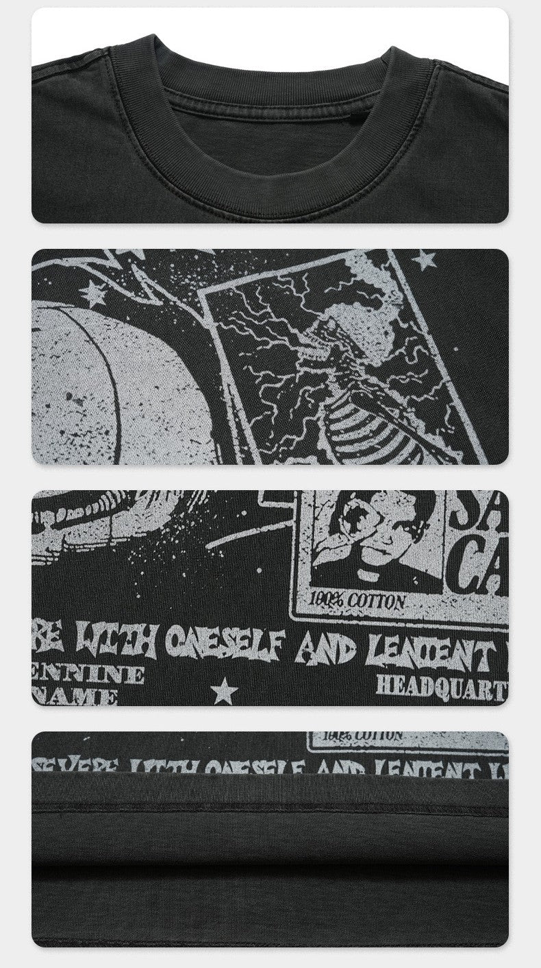 Printed Street Design Loose T-shirt Men