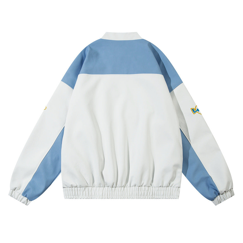 European And American-style Locomotive Racing Suit Leather Coat