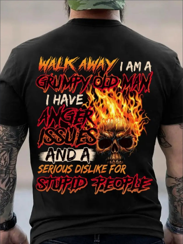 Mens Slight Stretch Skull Print Short Sleeve Crew Neck Casual T-Shirt - Soft, Breathable, And Comfortable For Weekend Outdoor Activities - All-Season Wear, Regular Fit, Polyester And Spandex Blend,