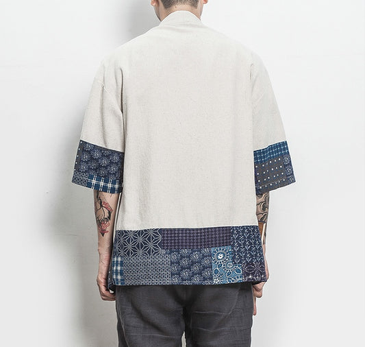 Retro Ethnic Style Improved Hanfu Tang Suit Men's Loose Cotton Cardigan Jacket Cloak Shirt