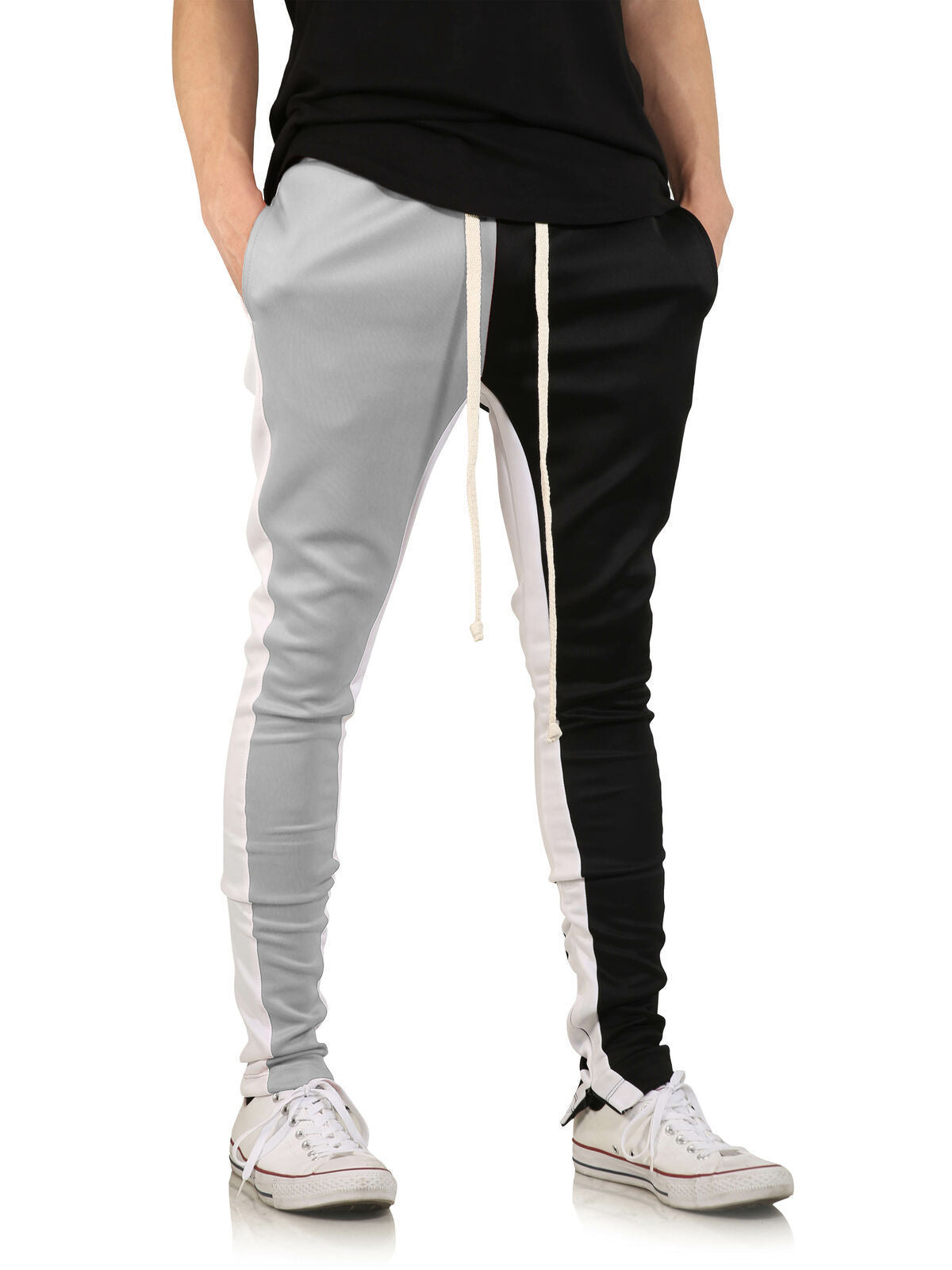 Men's casual sports pants stitching trousers