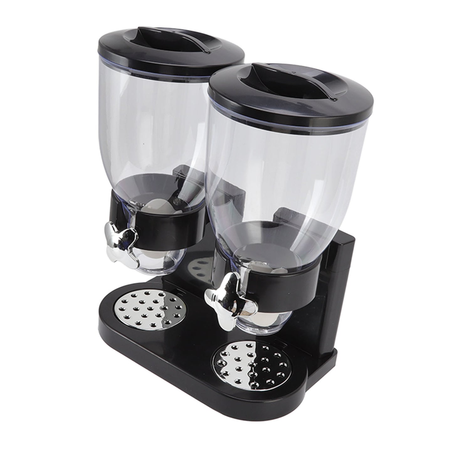 Cereal Dispenser ABS Dual Containers Airtight Twist Operation Dry Food Dispenser for Kitchen Black