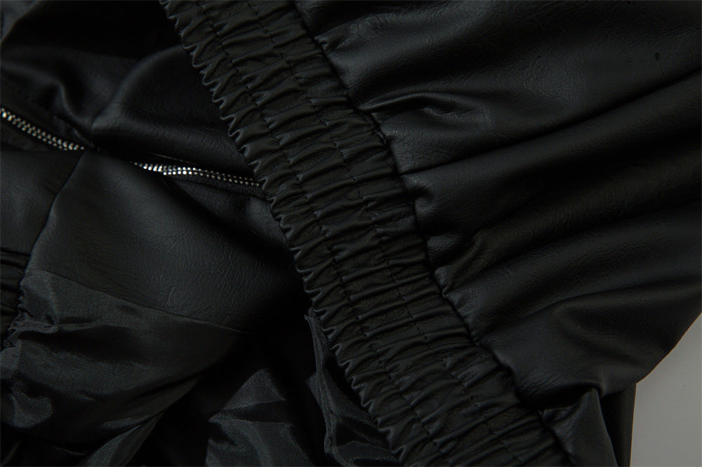 European And American-style Locomotive Racing Suit Leather Coat