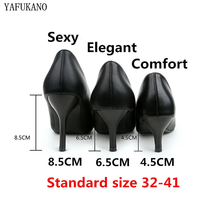 Professional Single Shoes Simple Comfort Work Shoes Black High Heels Formal Wear Leather Shoes Sexy Small Size Women's Shoes 32