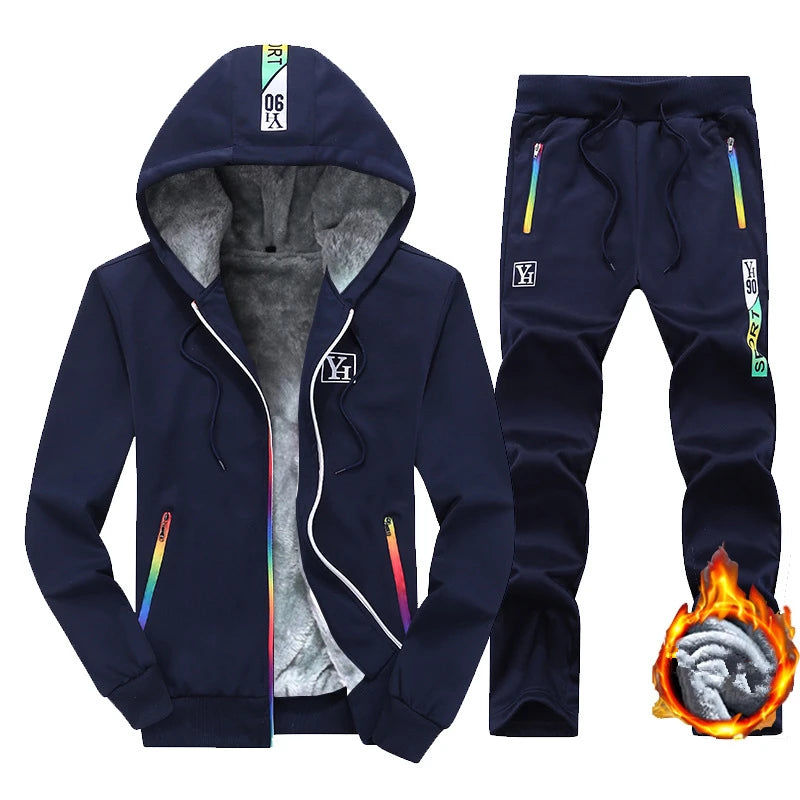 BOLUBAO Men Sets Fashion Sporting Suit Male Autumn Casual Cardigan Sweatshirt + Sweatpants 2 Pieces Tracksuit Men Warm Set Coat
