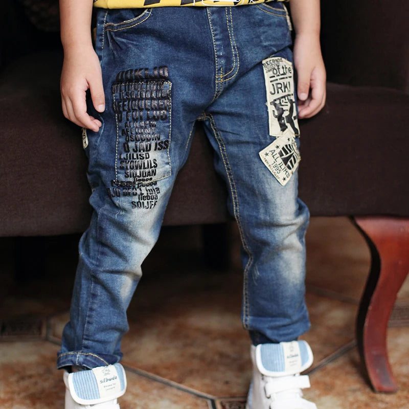 Newest Spring and Autumn Children's  trousers,Kids baby Letter stitching Pants boy's Casual Jeans