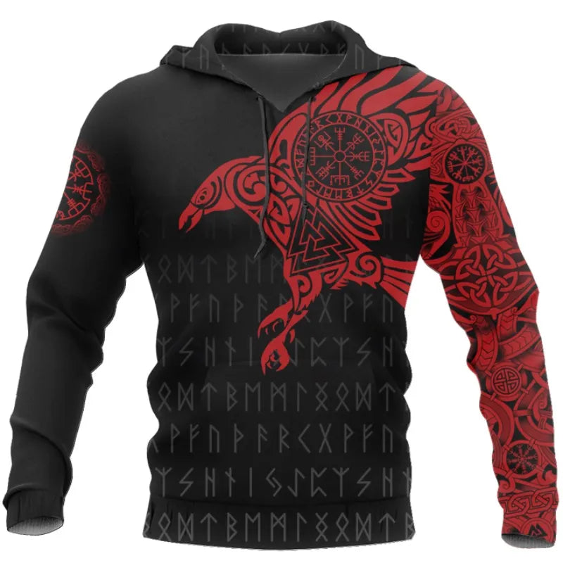 Huginn and Muninn Odin Tattoo 3D Printed Men hoodies Harajuku Fashion Hooded Sweatshirt Autumn Unisex hoodie sudadera hombre
