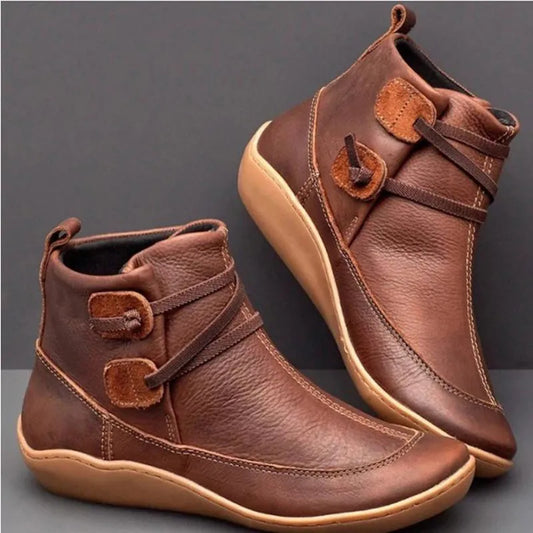 Women's Shoes Autumn Winter Ankle The New Ladies Boots Female Fur Lace Up Leather Boots Large Size Fashion Waterproof 2019