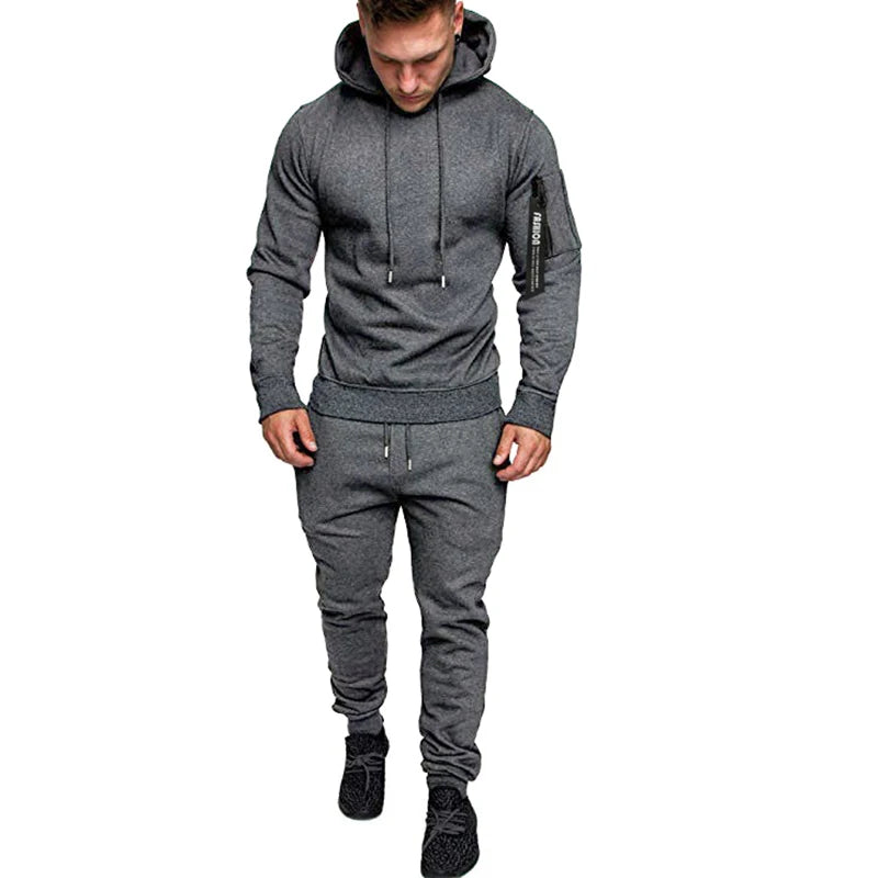 NEW Men's Casual Tracksuit  Autumn Winter Men Hoodies and Sweatpants Two Pieces Sets Sportswear Plus Size Clothing for Male