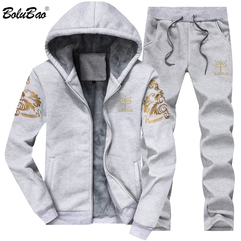 BOLUBAO Fashion Men Sweatshirt Sporting Sets Winter Jacket + Pants Casual Men's Track Suit Brand Sportswear Tracksuits Male Coat