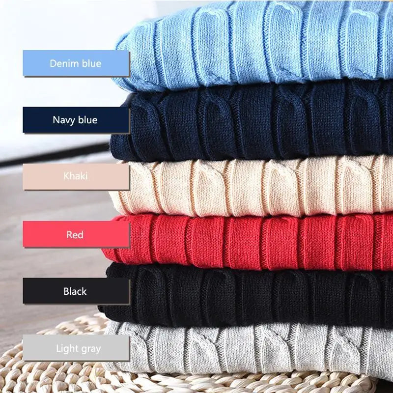 High Quality Autumn Winter Men Sweaters Pullovers Cotton Mens Knitted Sweaters Casual Solid Color Hommes Thick Clothing Tops