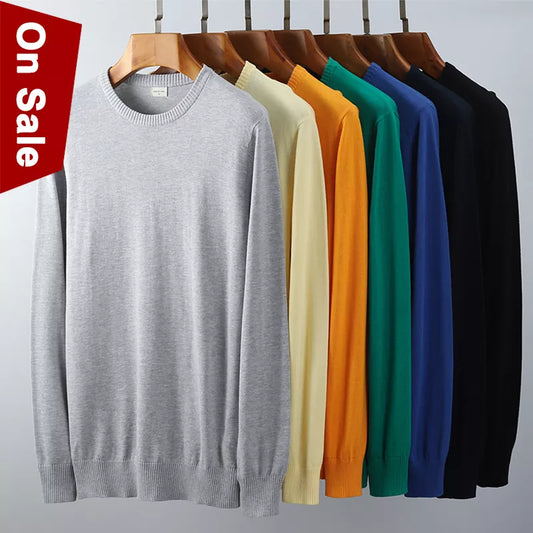 6XL 5XL Plus Size Men Sweaters Pullover Male Solid Cotton Pullovers Underwear Autumn Spring Winter  Jersey Slim Sweater Jumper