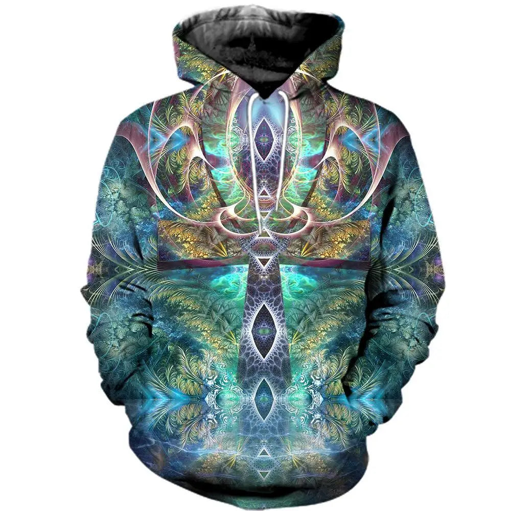 Psychedelic Art Ankh 3D All Over Printed Men Hoodies/sweatshirts Harajuku Fashion Hooded Autumn Long Sleeve streetwear Pullover