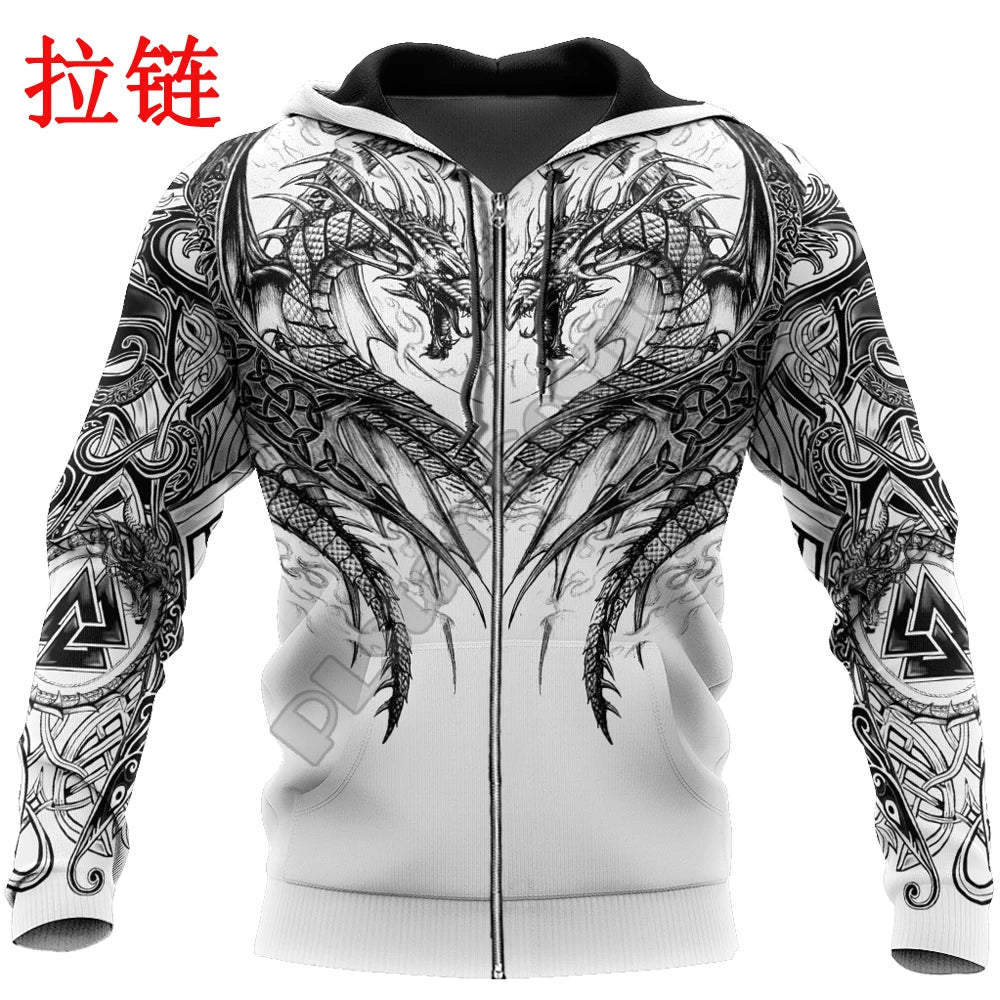 Tattoo Dragon 3D All Over Printed Autumn Men Hoodies Unisex Casual Pullovers Zip Hoodie Streetwear sudadera hombre DW630
