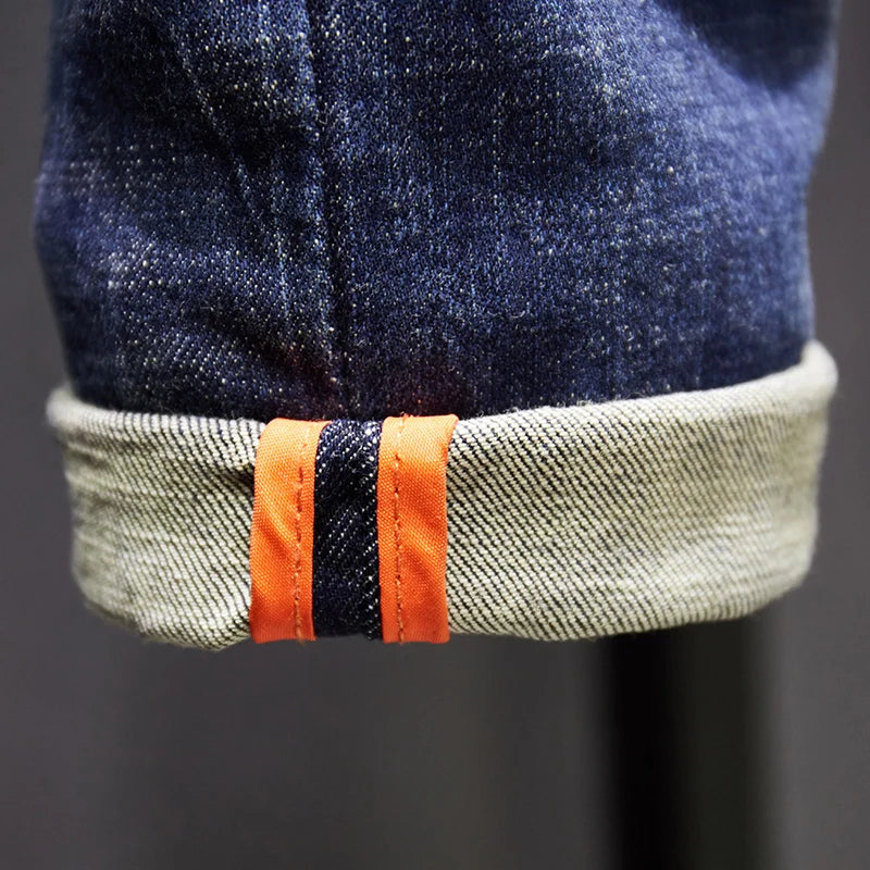 Mens Ripped Jeans Slim Fit Dark Blue Spring Autumn Destroyed Torn Stylish Moto Biker Jeans Denim Pants Men Hip hop Streetwear