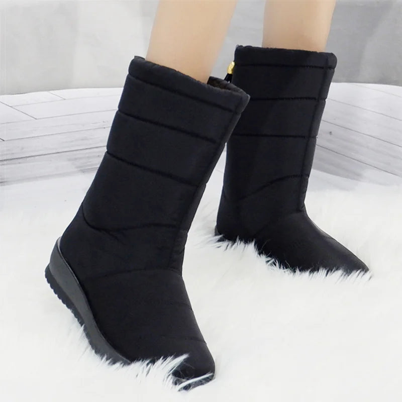 BEYARNEWarm Fur Winter Boots for Women 2019 Warm Waterproof Winter Boots Mid Calf Snow Boots Women's Boots Women's Shoes Shoes