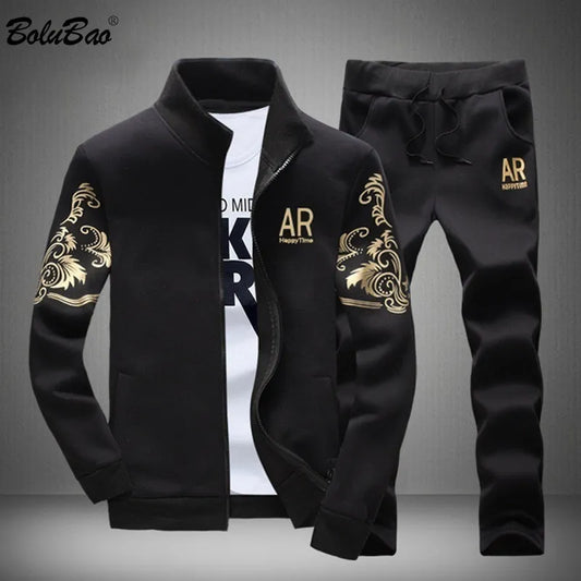 BOLUBAO Brand Men Casual Sets Autumn New Men's Jacket + Pants Tracksuit Fashion Print Sportswear Zipper Suit Male