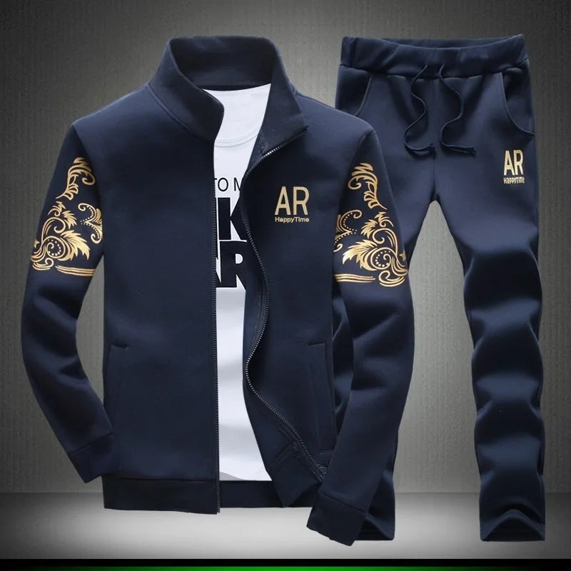 BOLUBAO Brand Men Casual Sets Autumn New Men's Jacket + Pants Tracksuit Fashion Print Sportswear Zipper Suit Male