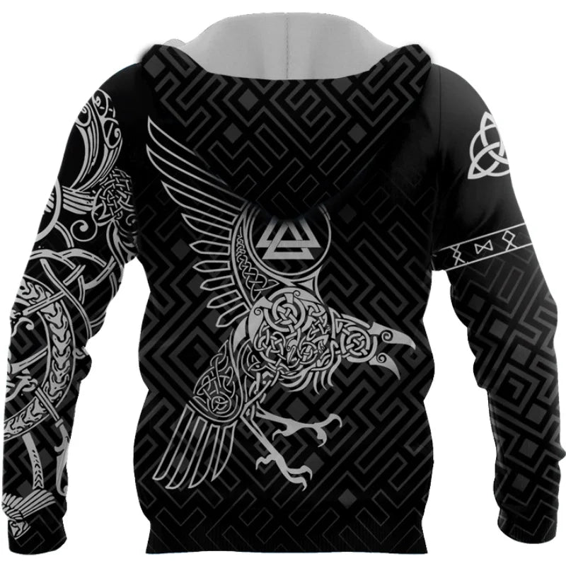 Raven Tattoo 3D Printed Men hoodies Harajuku Fashion Hooded Sweatshirt Autumn Unisex Street hoodie sudadera hombre WS-119