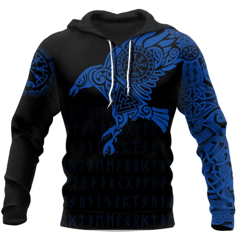 Huginn and Muninn Odin Tattoo 3D Printed Men hoodies Harajuku Fashion Hooded Sweatshirt Autumn Unisex hoodie sudadera hombre