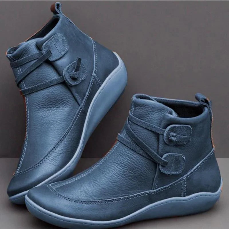 Women's Shoes Autumn Winter Ankle The New Ladies Boots Female Fur Lace Up Leather Boots Large Size Fashion Waterproof 2019