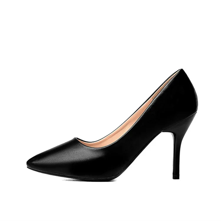 Professional Single Shoes Simple Comfort Work Shoes Black High Heels Formal Wear Leather Shoes Sexy Small Size Women's Shoes 32