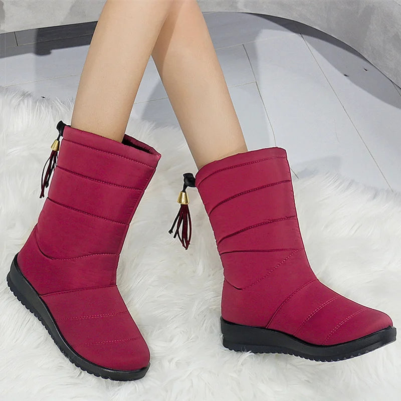 BEYARNEWarm Fur Winter Boots for Women 2019 Warm Waterproof Winter Boots Mid Calf Snow Boots Women's Boots Women's Shoes Shoes