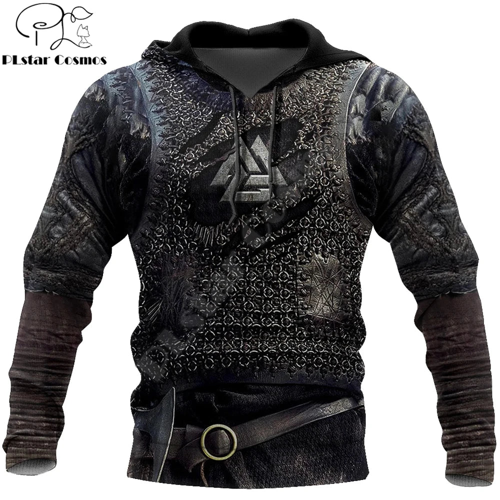 Armor Tattoo Valknut 3D Printed Men hoodies Harajuku Fashion Sweatshirt Cosplay costume Unisex Casual jacket Zip Hoodie WJ003