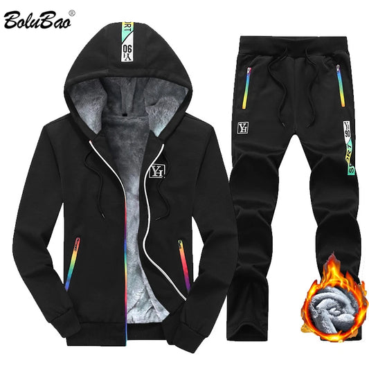 BOLUBAO Men Sets Fashion Sporting Suit Male Autumn Casual Cardigan Sweatshirt + Sweatpants 2 Pieces Tracksuit Men Warm Set Coat