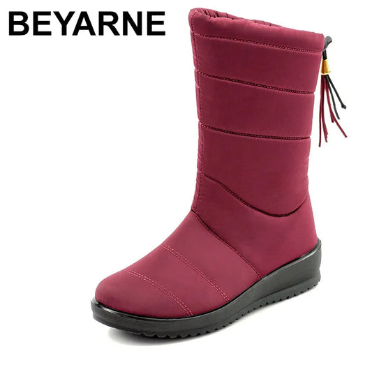 BEYARNEWarm Fur Winter Boots for Women 2019 Warm Waterproof Winter Boots Mid Calf Snow Boots Women's Boots Women's Shoes Shoes