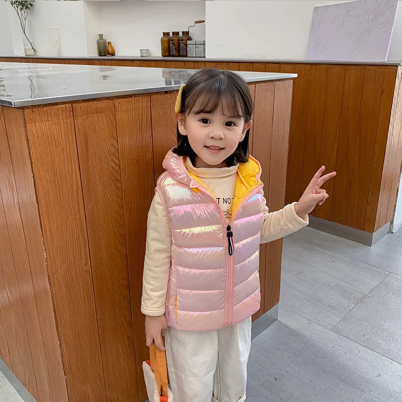 Hooded Child Waistcoat Children Outerwear Kids Jackets Warm Cotton Baby Boys Girls Vest For Spring Autumn 3-14 Years Old