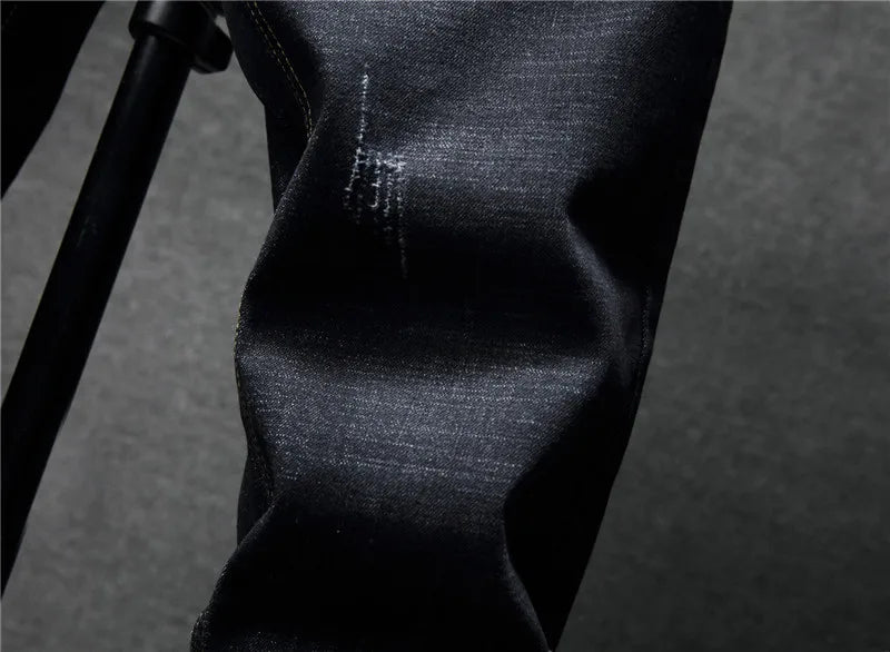 New men streetwear Bird embroidery Stretch Skinny Jogger Jeans  fashion brand Man Stretch cotton denim  black  blue trousers