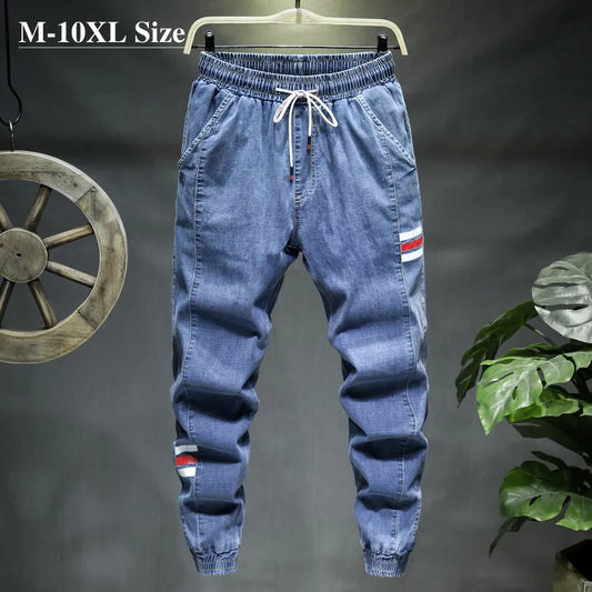 Plus Size 7XL 8XL 9XL 10XL Men's Jeans Fashion Casual Jogger Harem Denim Pants 3 Colors Hip Hop Splice Slim Male Trousers