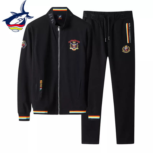 Tace & Shark Brand Tracksuits Men 95% Cotton+5% Spandex Zipper Hoodies Sweatpants Tracksuit Husband Sweatshirt Sportswear