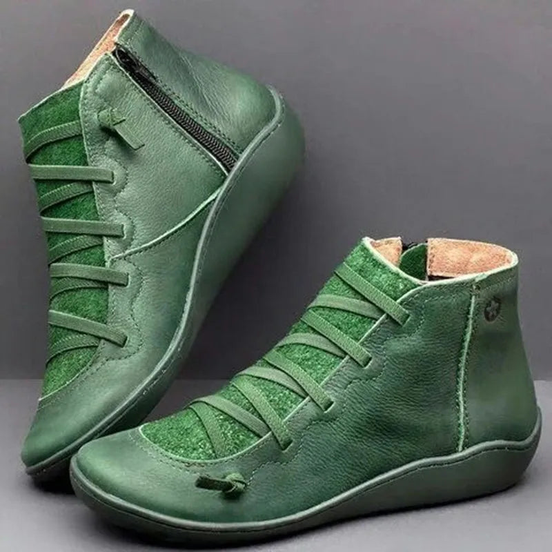 Women's Shoes Autumn Winter Ankle The New Ladies Boots Female Fur Lace Up Leather Boots Large Size Fashion Waterproof 2019