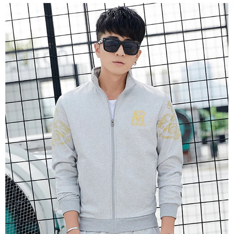 BOLUBAO Brand Men Casual Sets Autumn New Men's Jacket + Pants Tracksuit Fashion Print Sportswear Zipper Suit Male