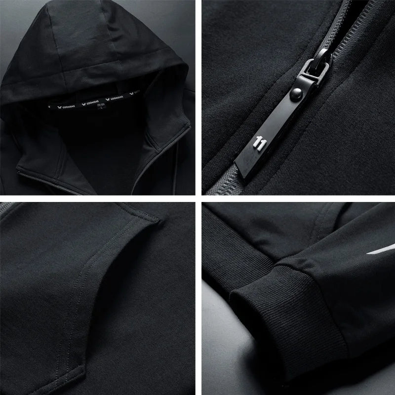 Winter Men Hoodies Sweatshirts Fleece Zipper Big Size 5XL 6XL 7XL 8XL Black 68% Cotton Streetwear Warm Hooded Sportswear Male