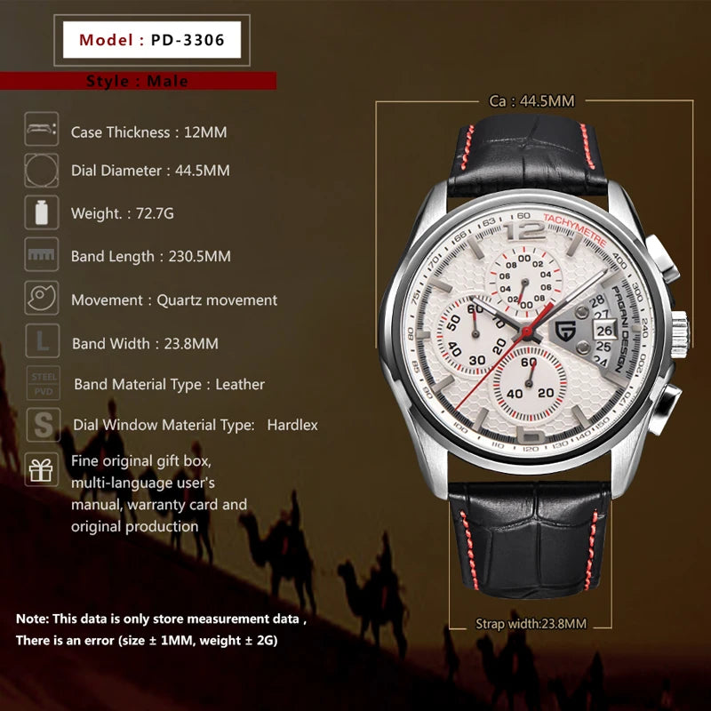 PAGANI DESIGN Watches Men Luxury Brand Multifunction Quartz Men Chronograph Sport Watch Dive 30m Casual Watch Relogio Masculino