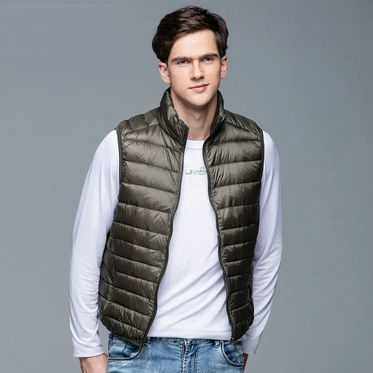2023 New Men's Winter Gilet Coat Duck Down Puffer Vest Portable Ultra Light Sleeveless Jacket Portable Waistcoat for Men