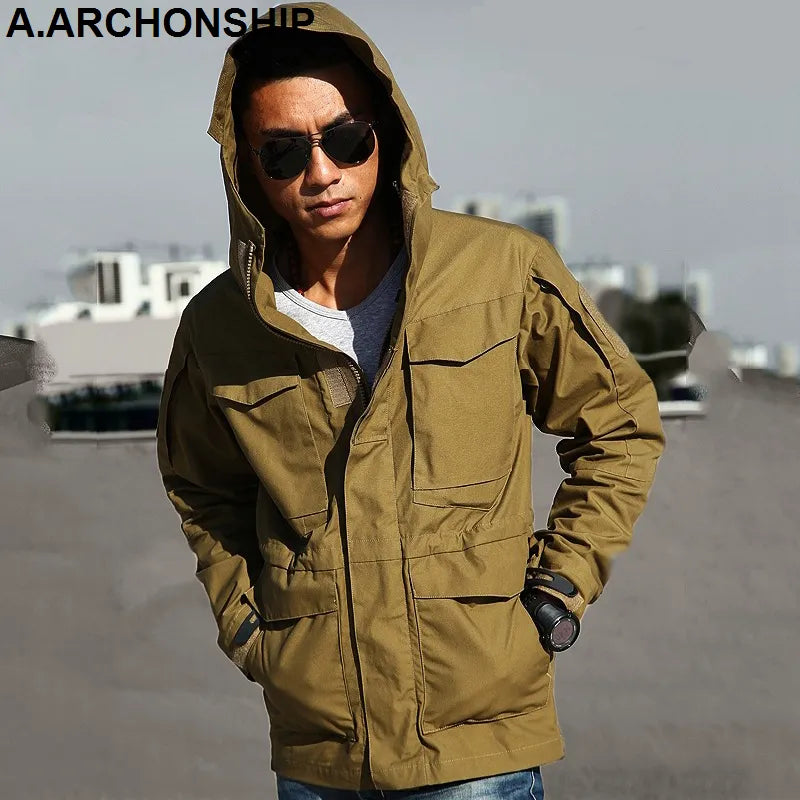 M65 UK US Army Clothes Windbreaker Military Field Jackets Mens Winter/Autumn Waterproof Flight Pilot Coat Hoodie Five Colors