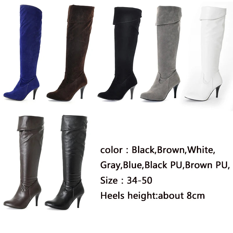 Karinluna Classic dropship large sizes 47 thin high heels Women's Shoes Woman 2019 sexy party women knee-high boots woman